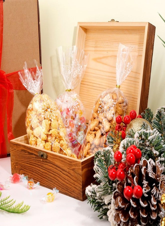 Sociaooil Christmas Cellophane Gift Bags, Christmas Treat Bags, 50 Pcs Clear Snowflake Cookie Candy Snack Cellophane Goodie Bags with Twist Ties for Xmas Winter Holiday Party Favor Bags Goody Supplies - Image 5